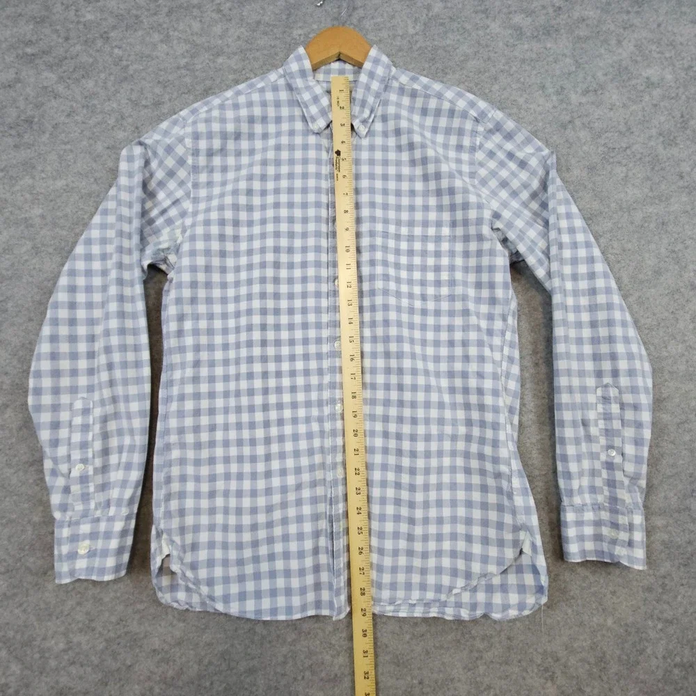 J‎ Crew Men's Gray & White Checked Dress Shirt Size M 15-15 1/2 100% Cotton SPOT
